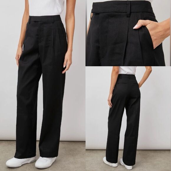 Rails Women’s Linen Cotton Blend Stretchy Wide Leg Marnie Pant In Black - Picture 1 of 13